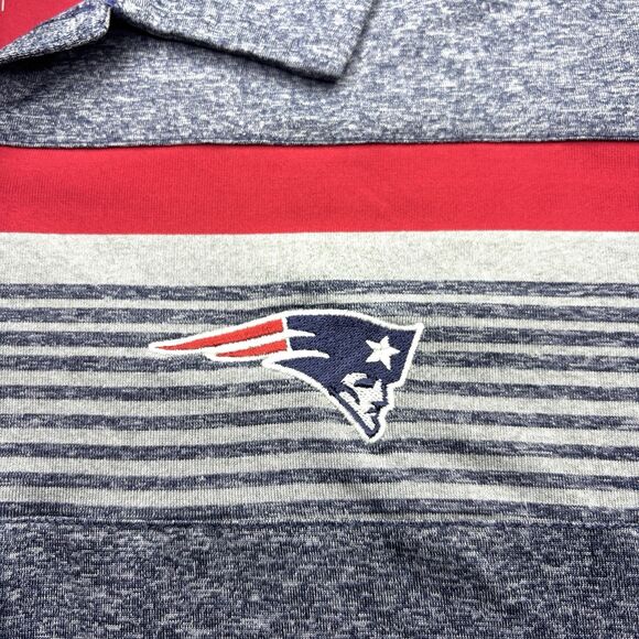 New England Patriots Antigua Logo Polo Shirt Men XL Gray Red Stripe Performance - Picture 4 of 8